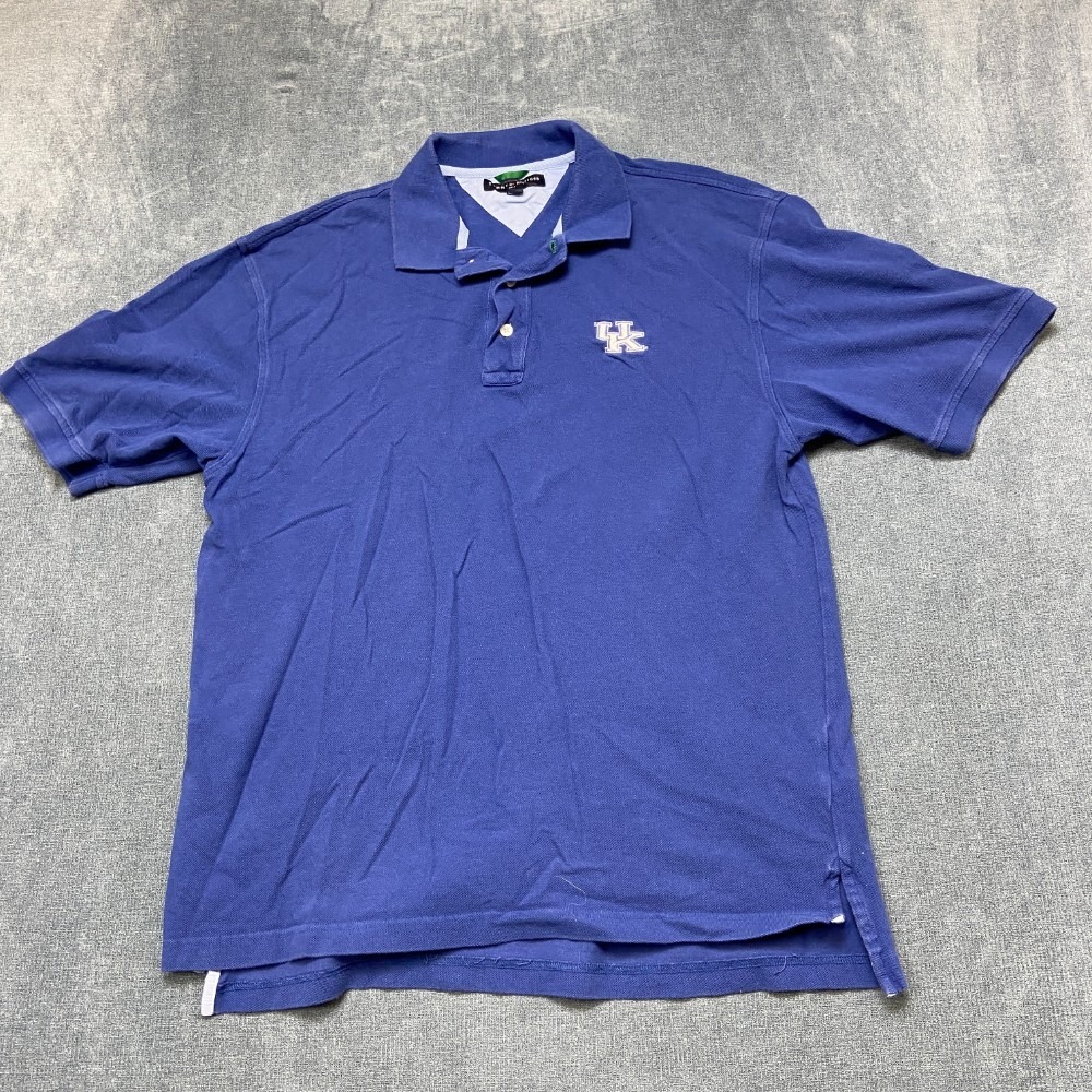 Tommy Hilfiger Golf University Of Kentucky Polo Shirt Mens Large Blue Sleeves